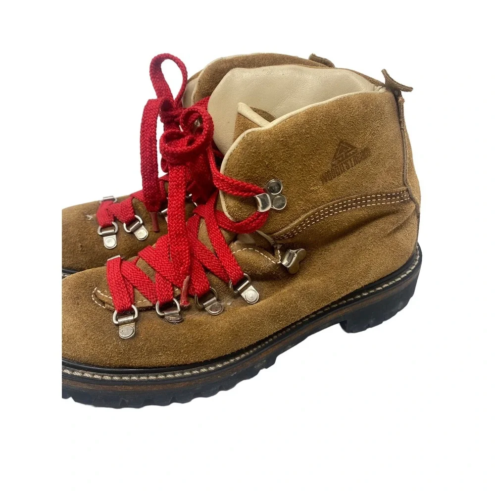 Wood-N-Stream 6  M Mountaineer Hiking Red‎  Laces Tan Suede Boots